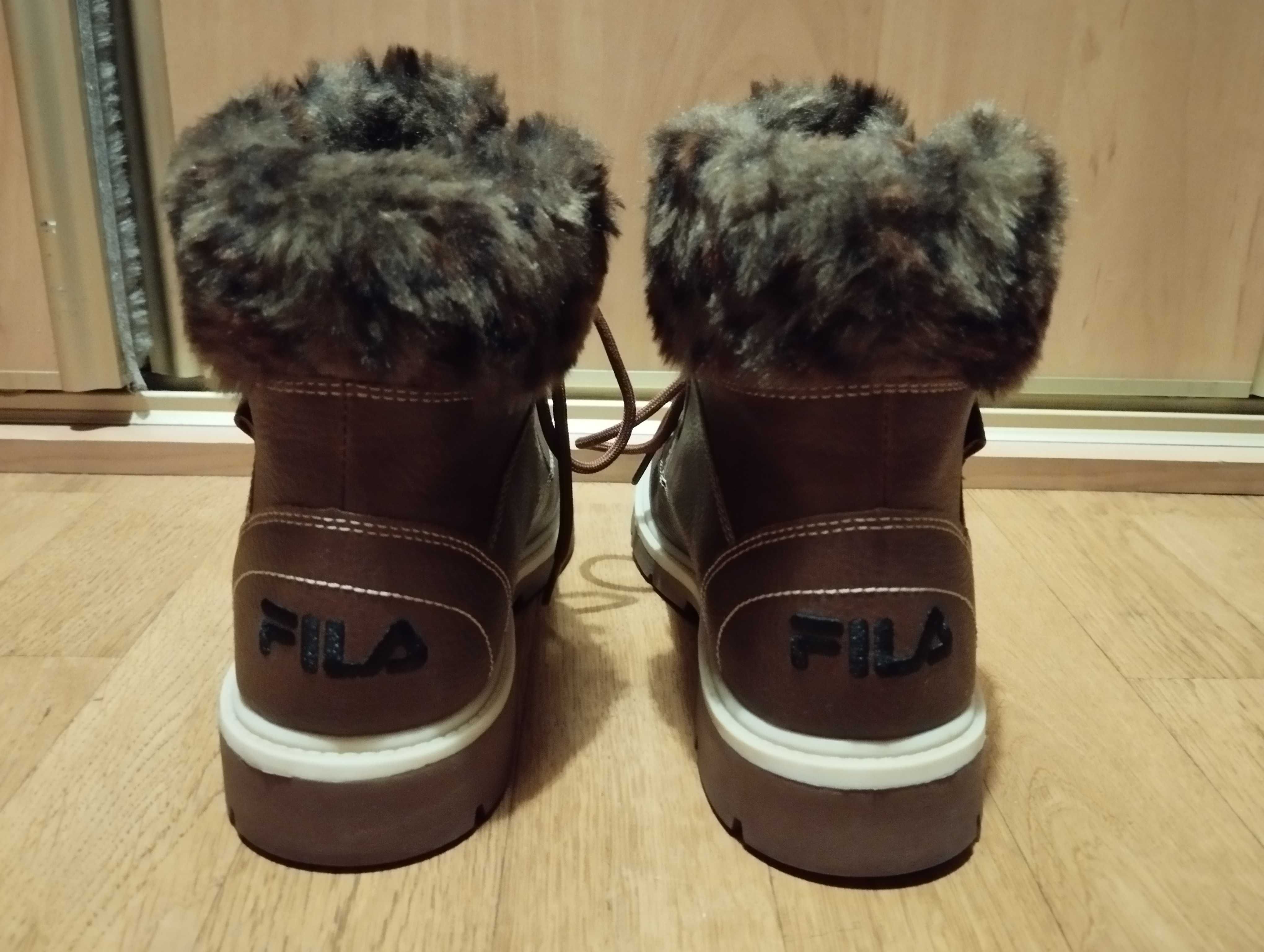 Brązowe buty zimowe/trapery/workery FILA z futerkiem rozmiar 40 - NOWE