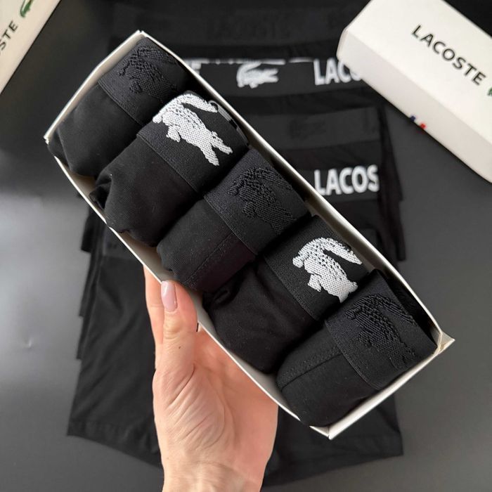 Мужские трусы Lacoste 3D Black . Чоловічі чорні боксери Лакост