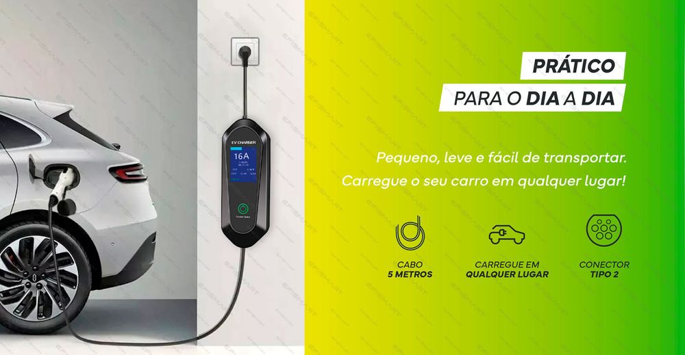 Efismart - Carregador de Carro Portátil Tipo 2 Monofásico 16A 3.5KW 5M