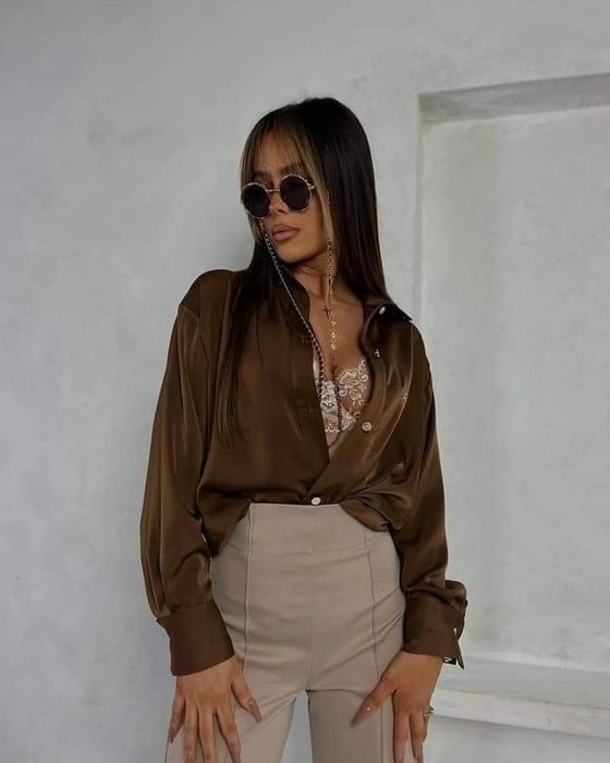 Koszula LaManuel Elegant UNI czerwona beżowa brazowa