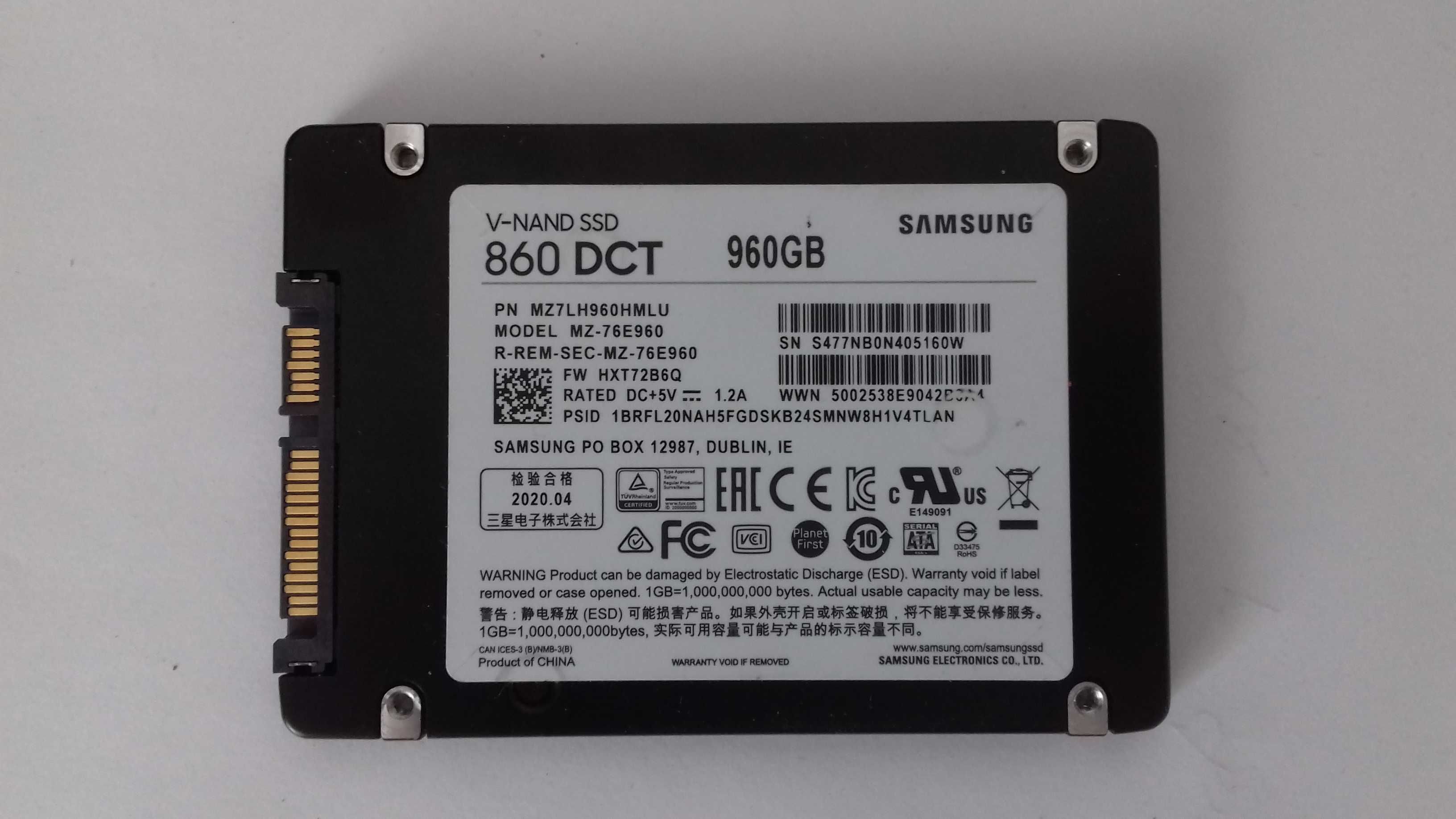 Używany- Samsung DCT-960gb- dysk ssd. Inne foto