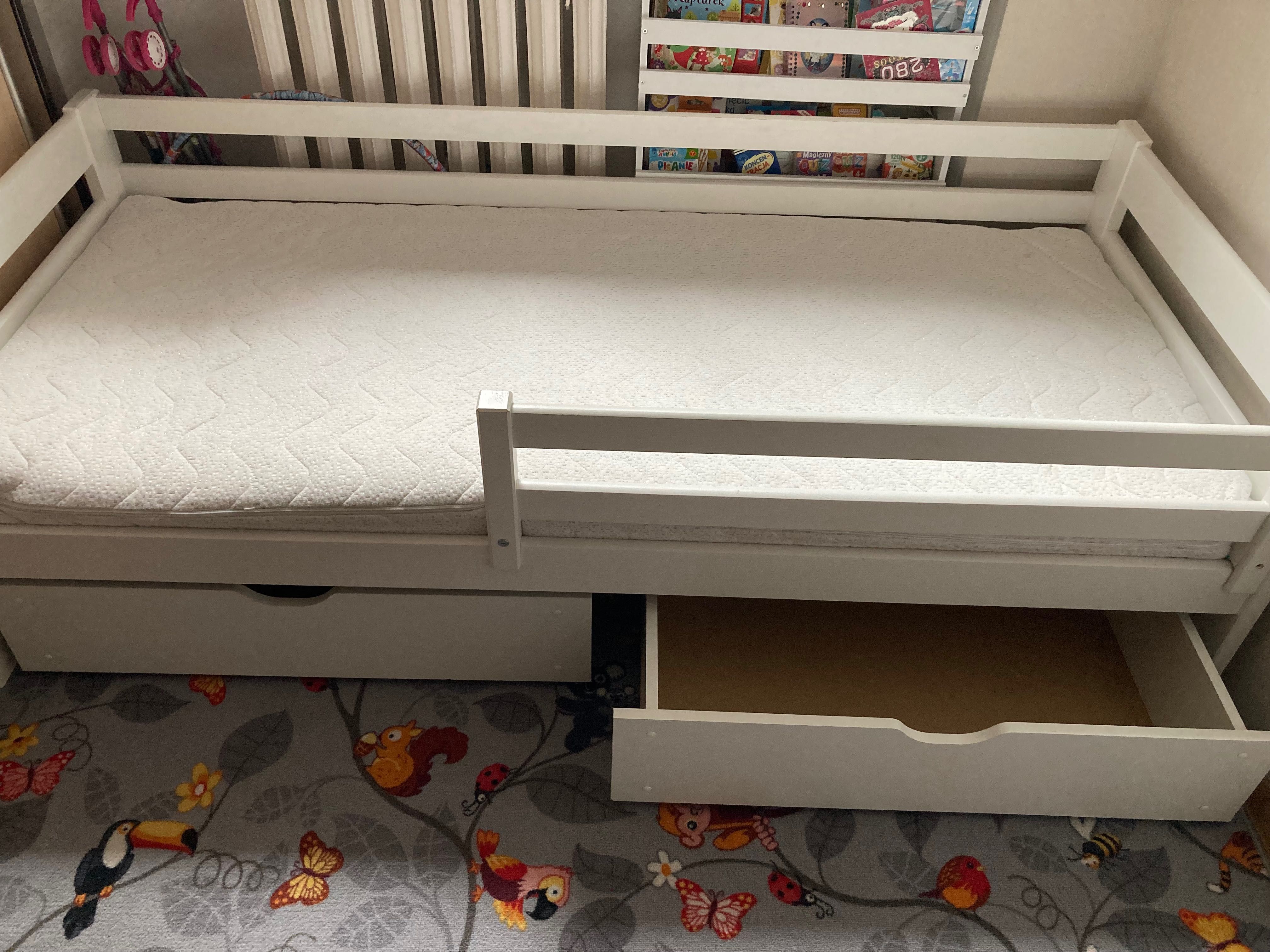 Łóżko białe  z szufladami 180x80 plus materac