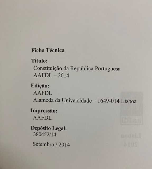 Livro Constituição da República Portuguesa 2014 (para colecionador)
