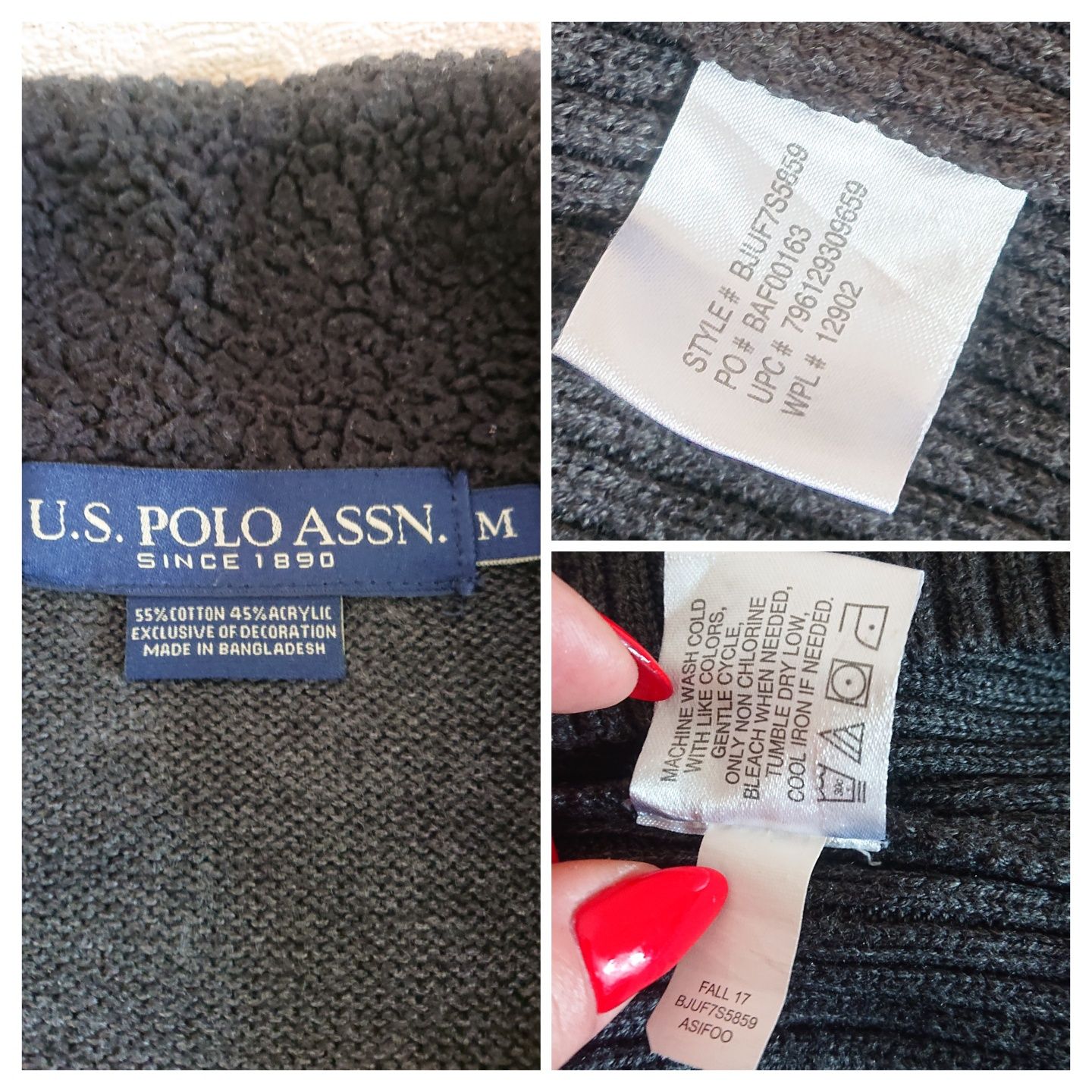 Мужской оригинальный свитер со змейкой U.S.Polo Assn 55%хлопок