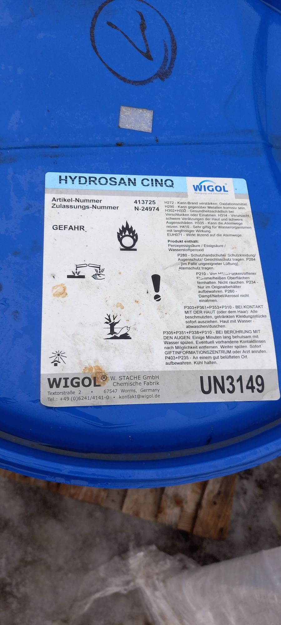 Płyn do dezynfekcji Hydrosan cinq  200l firmy wigol