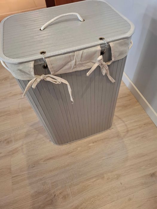 kosz na pranie z pokrywką o pojemności 72 litrów, bambusowy,