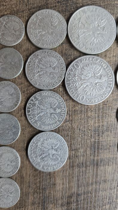 Lot Srebrnych monet z II RP Piłsudski Głowa Kobiety