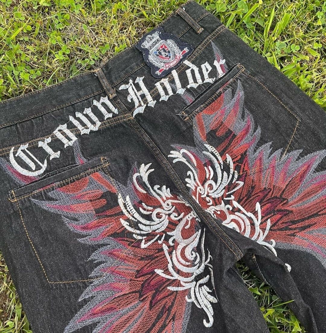 винтажные джинсы crown holder y2k рэп