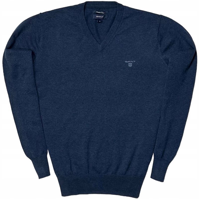 Gant Sweterek Męski w Serek Premium Cotton Logowany na Piersi r. M