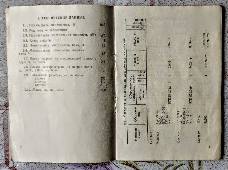 Электроводонагреватель ЭВБО-10/1,25