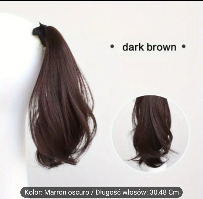 Kucyk doczepiany włosy ciemny brąz