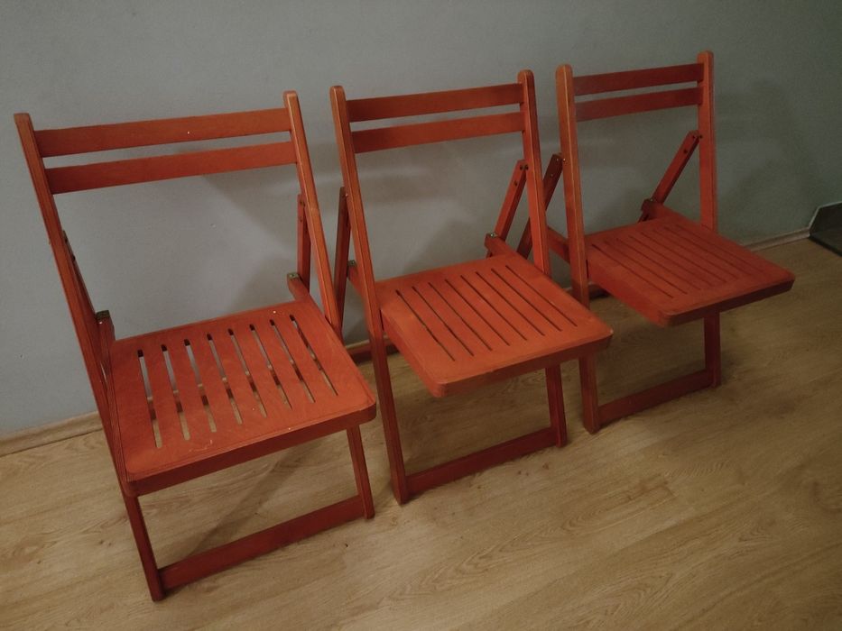 Krzesła drewniane 3szt skladane