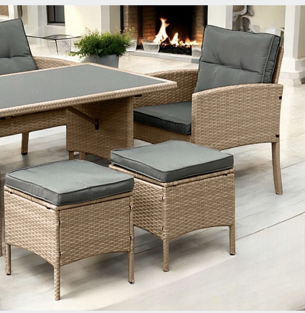 Meble ogrodowe technorattan SOFA fotele pufy stół  nowe