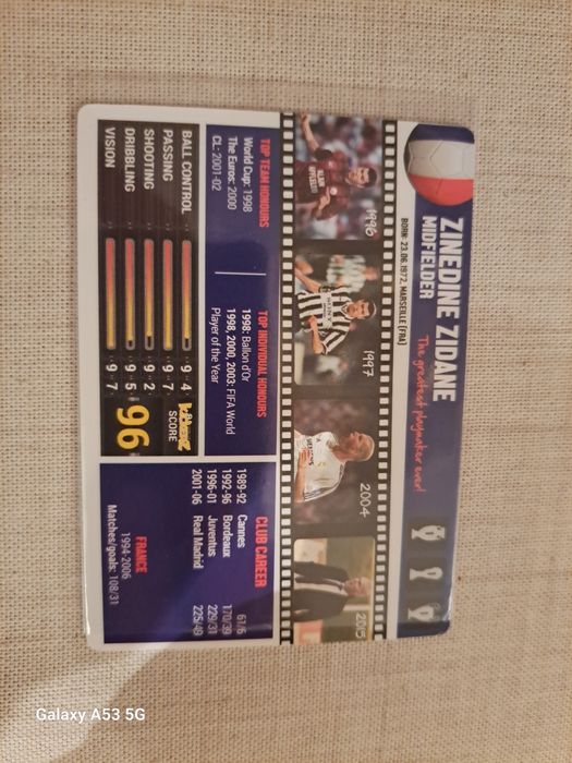 Carta futebol Zidane