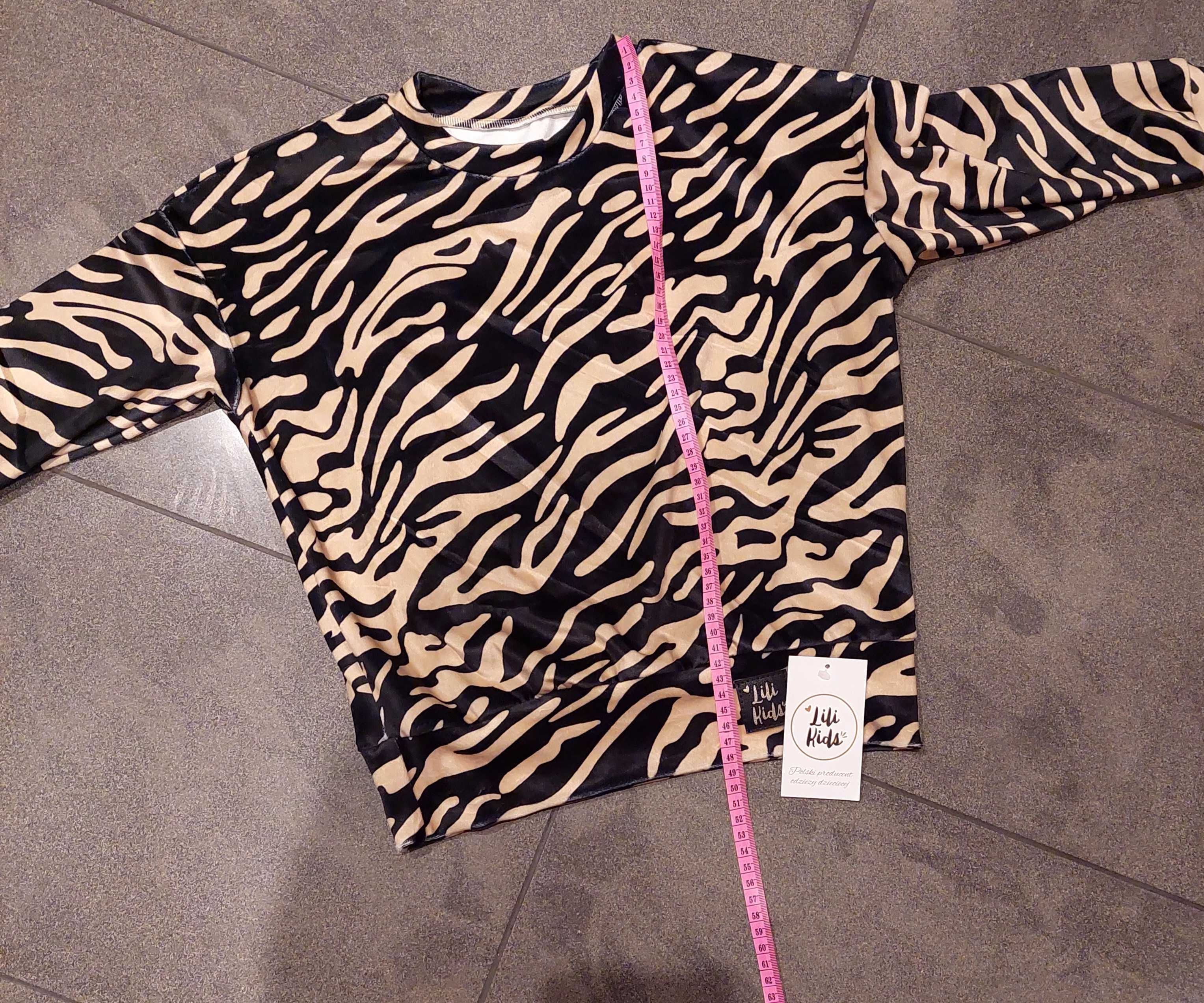 Nowy komplet welur bluza i leginsy od Lili Kids r 116 beż zebra