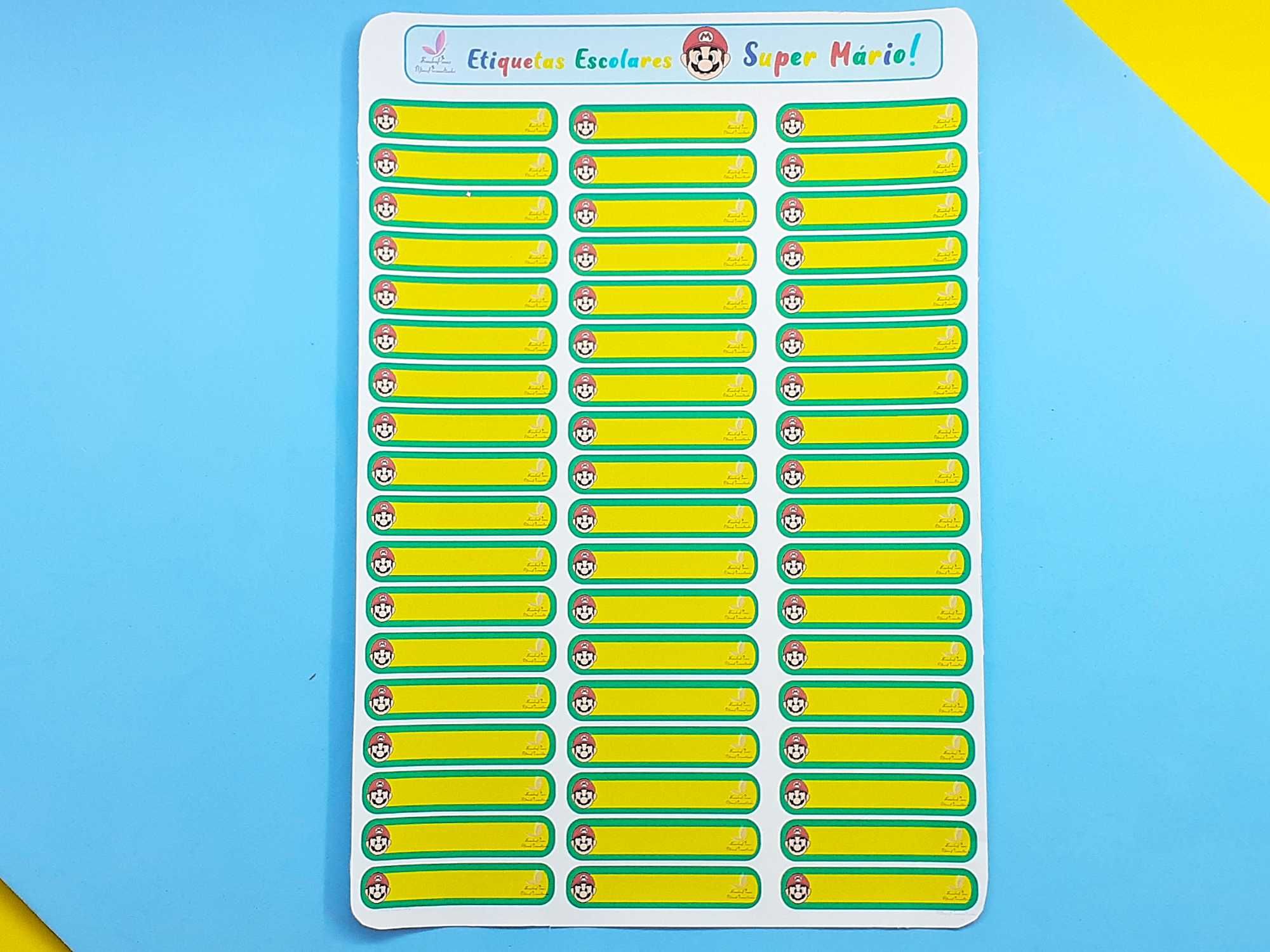 Kit Escolar Super Mario Bros / Etiquetas Autocolantes / Tabuada