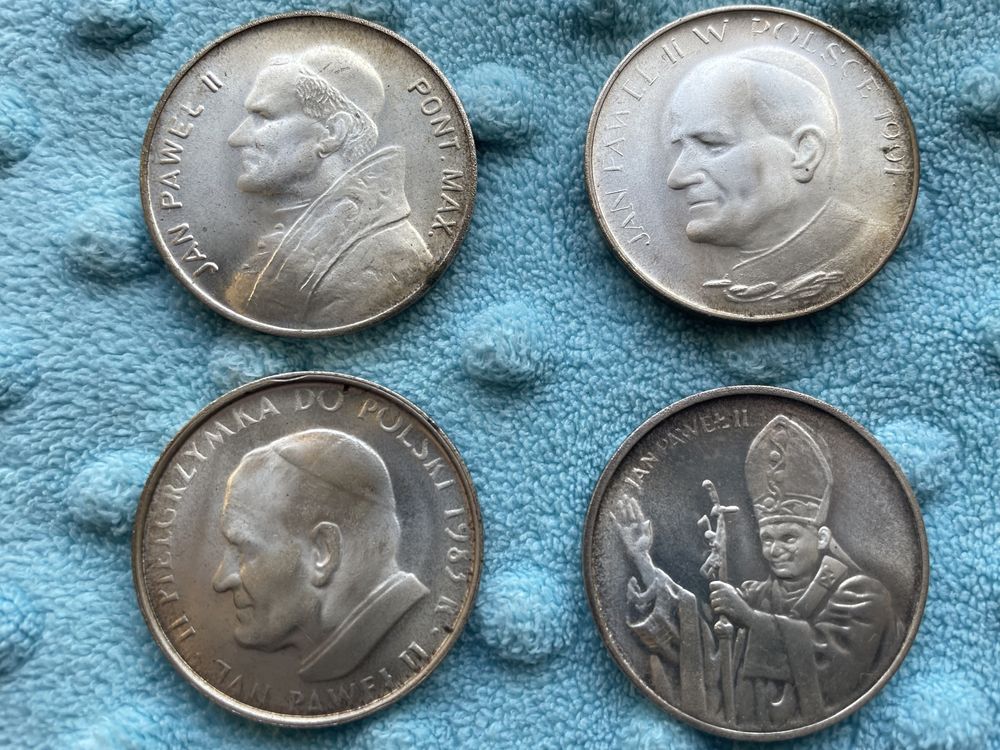 Jan Paweł II w Polsce srebne monety/medale w futerale
