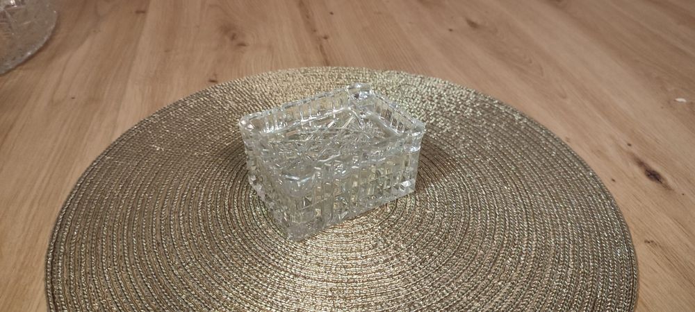 Popielniczka, papierośnica kryształowa | PRL | prezent |