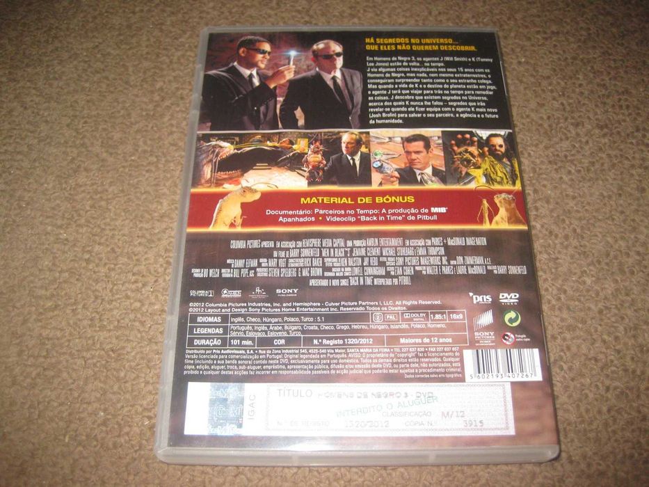 DVD "MIB - Homens de Negro 3" com Will Smith