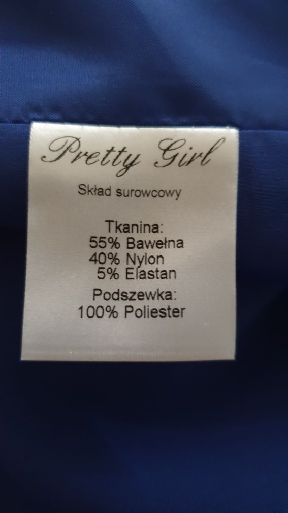 Płaszcz długa marynarka chabrowy kobaltowy M 38