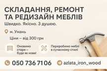 Ремонт, складання меблів.