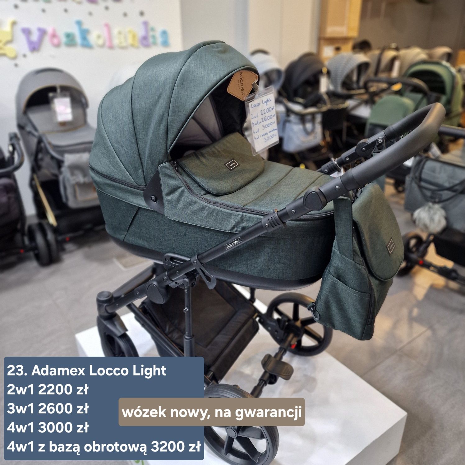Nowy wózek dziecięcy Adamex locco light 2w1 3w1 4w1  Wózkolandia Bydgo