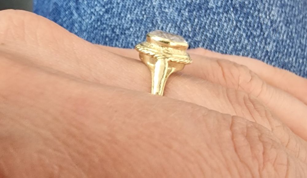 ZŁOTY pierścionek 14K pr.585 duże białe oczko Komis Madej Sosnowiec