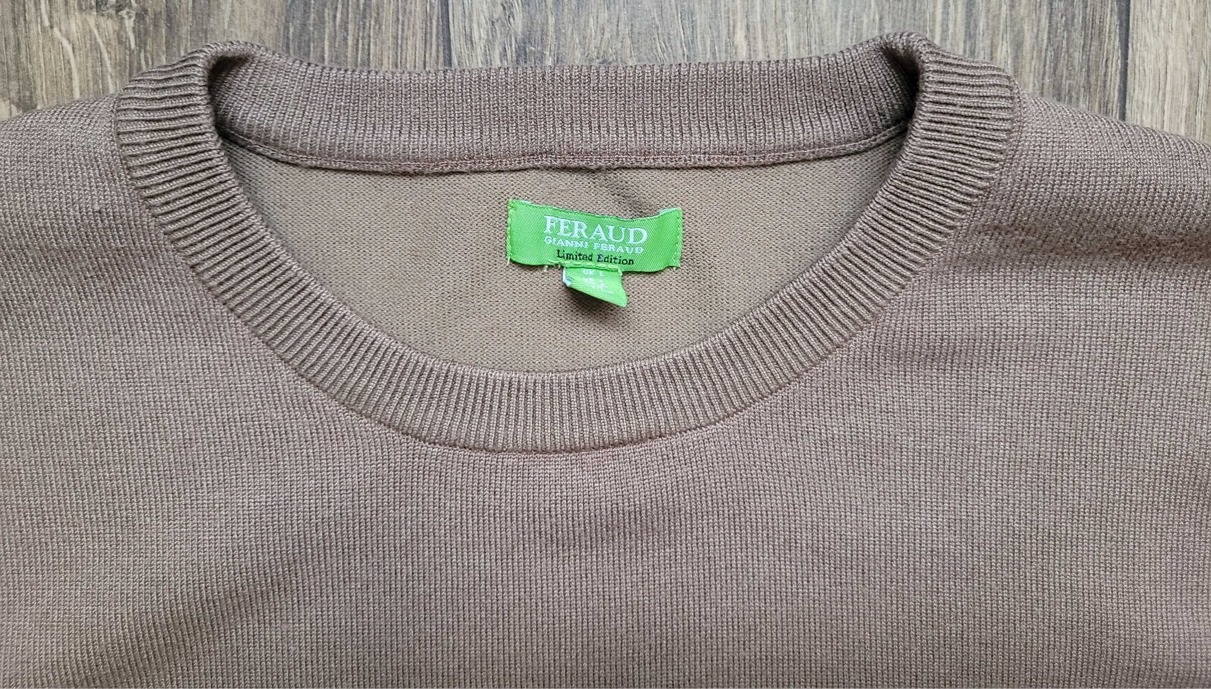 męski sweter Gianni Feraud 70% wiskoza L camel wielbłądzi jasny brąz