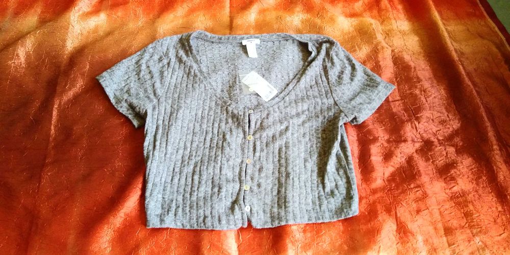 Forever 21 milutka mięciutka bluzeczka na guziki szara L nowa z metką