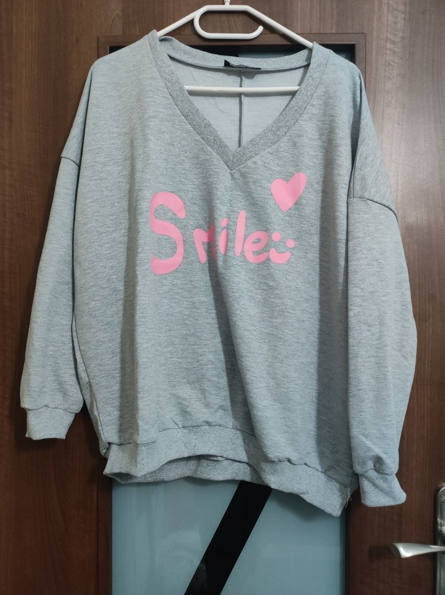 Nowa szara bluza damska z nadrukiem Smile XL/XXL