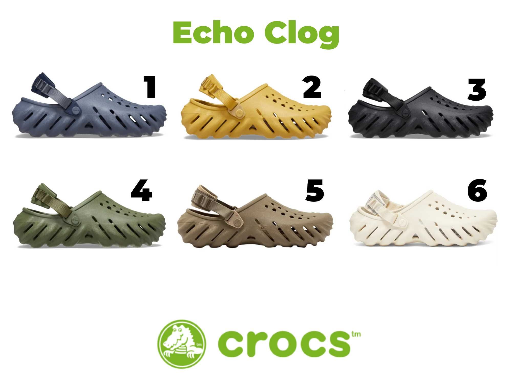 Мягкие мужские кроксы Ехо клоги Crocs Echo Clog M11 M10 M9 M8 размеры