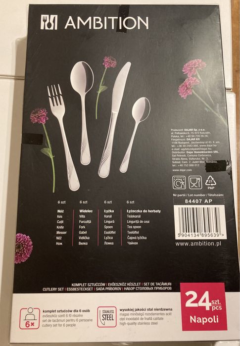24 ambition napoli sztućce nowy zestaw