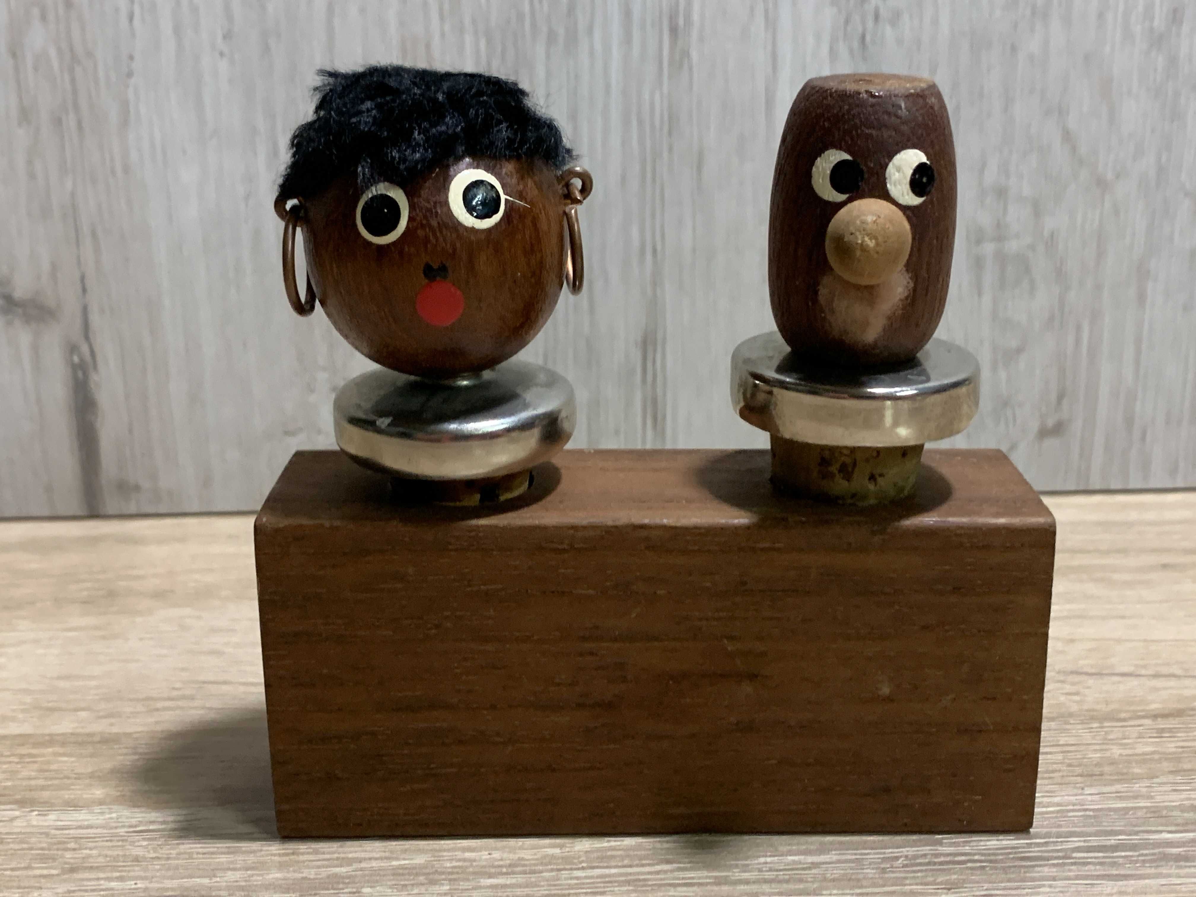 Винтажные деревянные фигурки, 2 пробки для бутылок, коллекционные