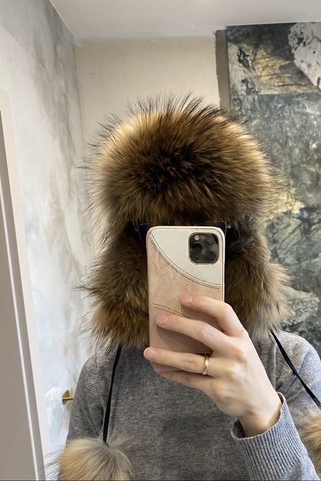 NOWA futrzana czapka z jenota pilotka jenot futro naturalne russian