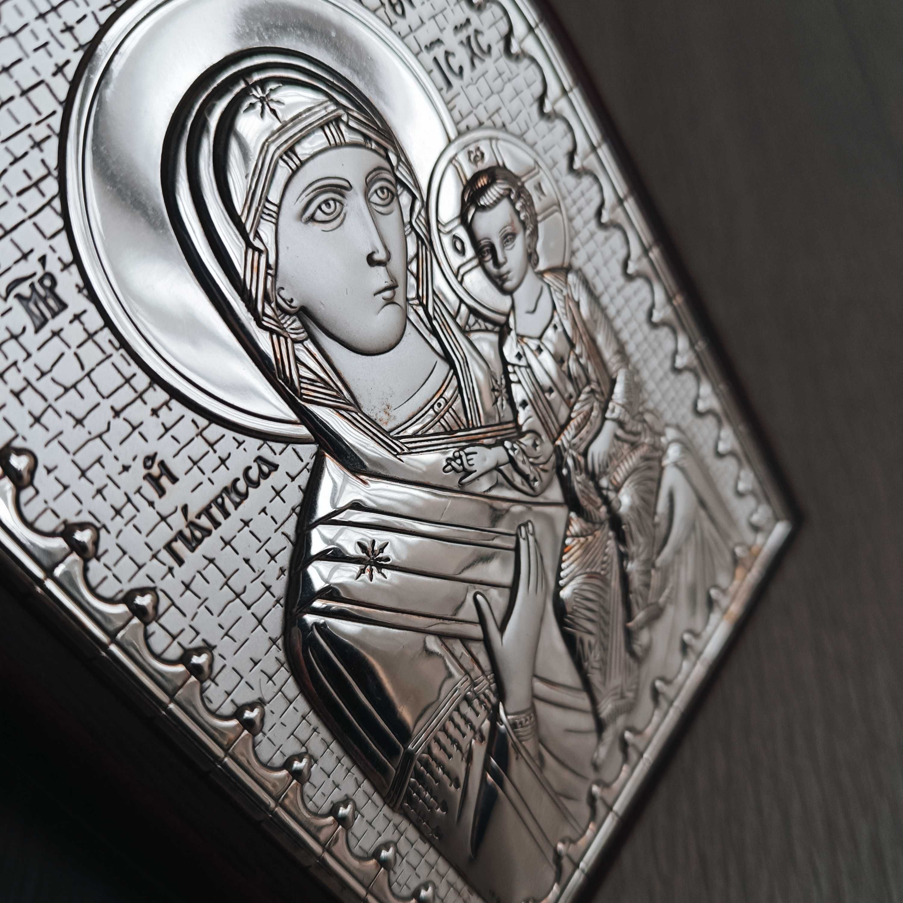 Божа матір. Грецька Ікона з сріблом