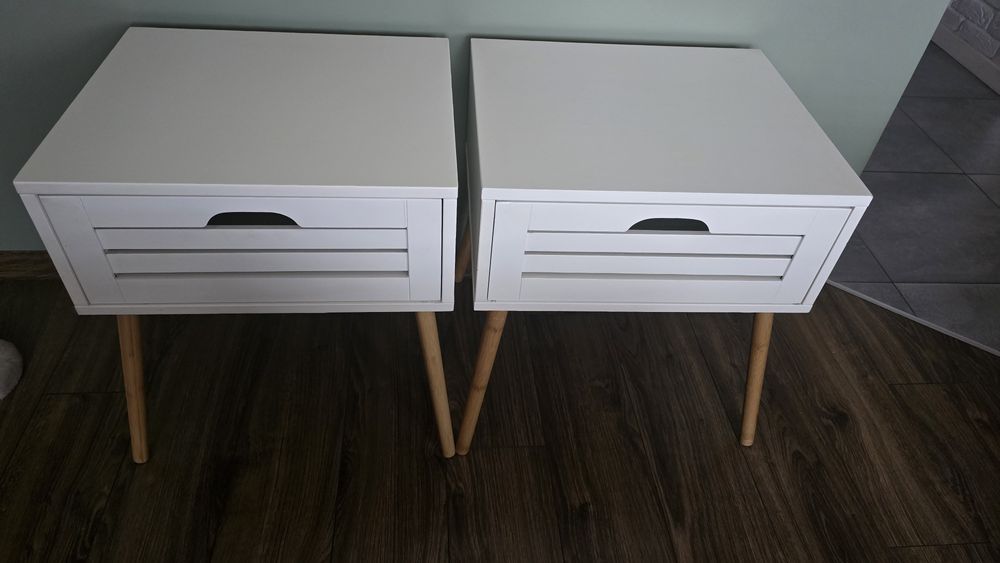 REZERWACJA dwie szafki nocne białe styl skandynawski