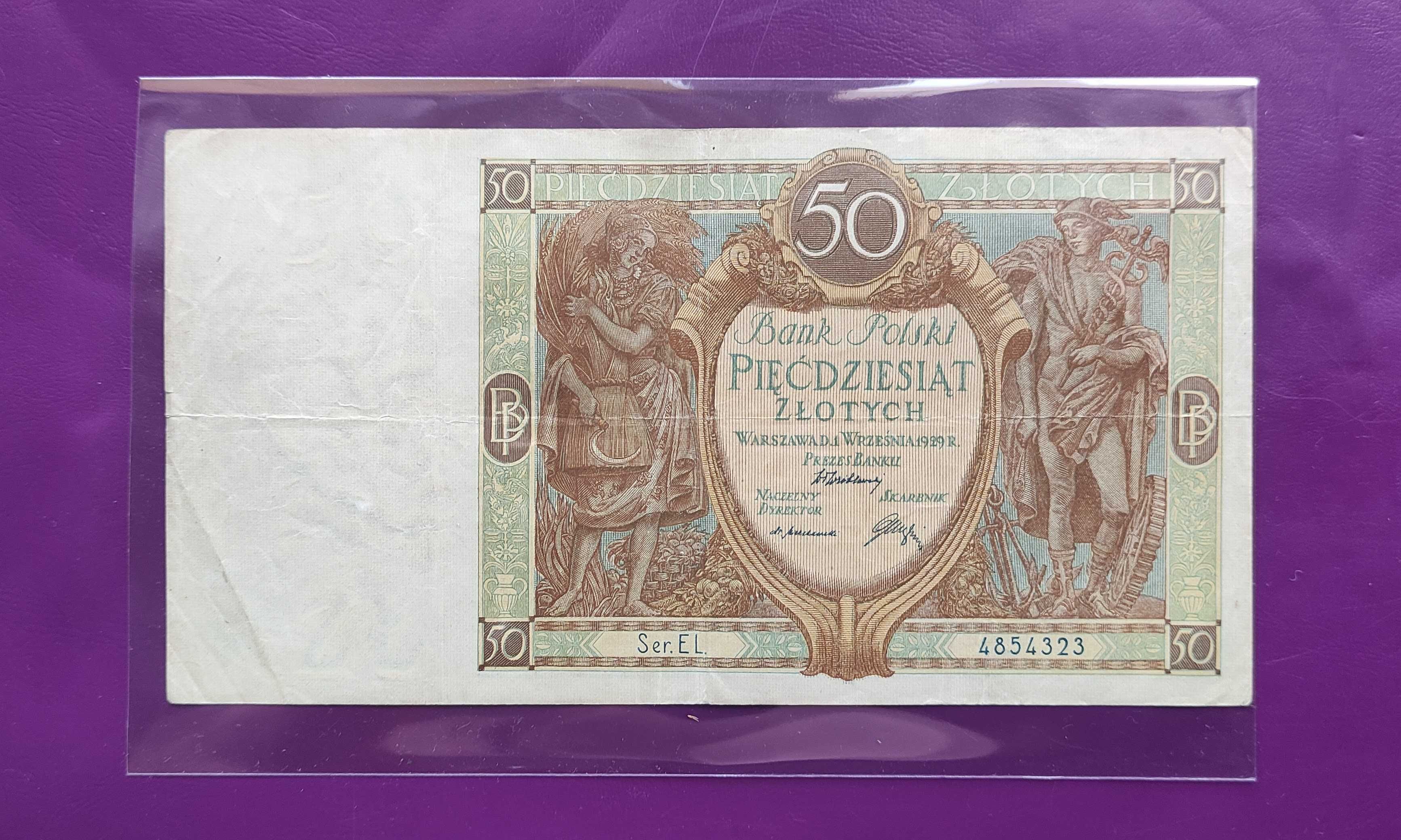 Banknot przedwojenny - 50 zł 1929 - Ładny stan - Okazja !