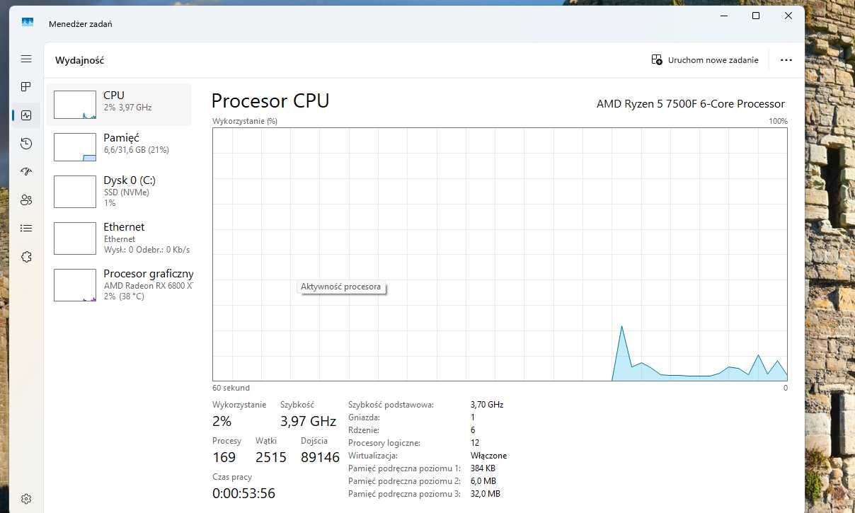 Komputer gamingowy Ryzen 7500f Rx 6800XT SSD 1TB 32GB RAM ARGB