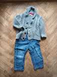 Zestaw sweter szary rozpinany + spodnie jeansowe rozmiar 80