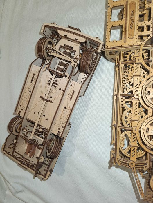 Деревянные 3d пазлы одним лото. Машина, поезд.