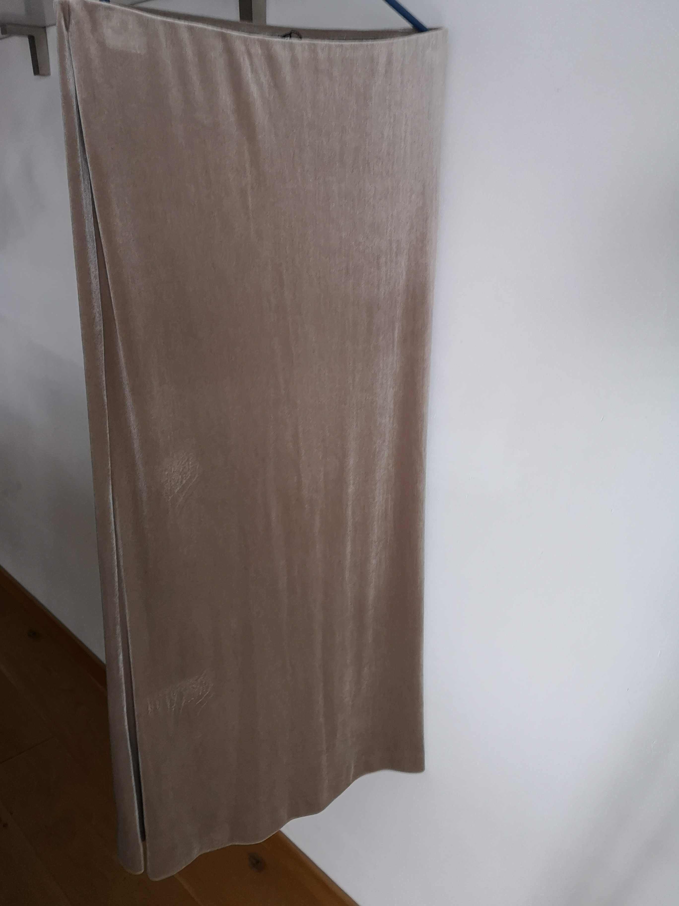 Simple Cp złota pudrowa spódnica maxi dluga 34/XS