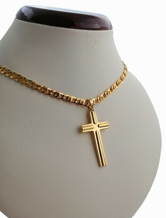 Unikalny komplet: Łańcuszek GUCCI+krzyżyk 24 karaty Gwarancja PREZENT