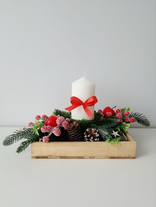 Flower box stroik koperta Boże Narodzenie Handmade