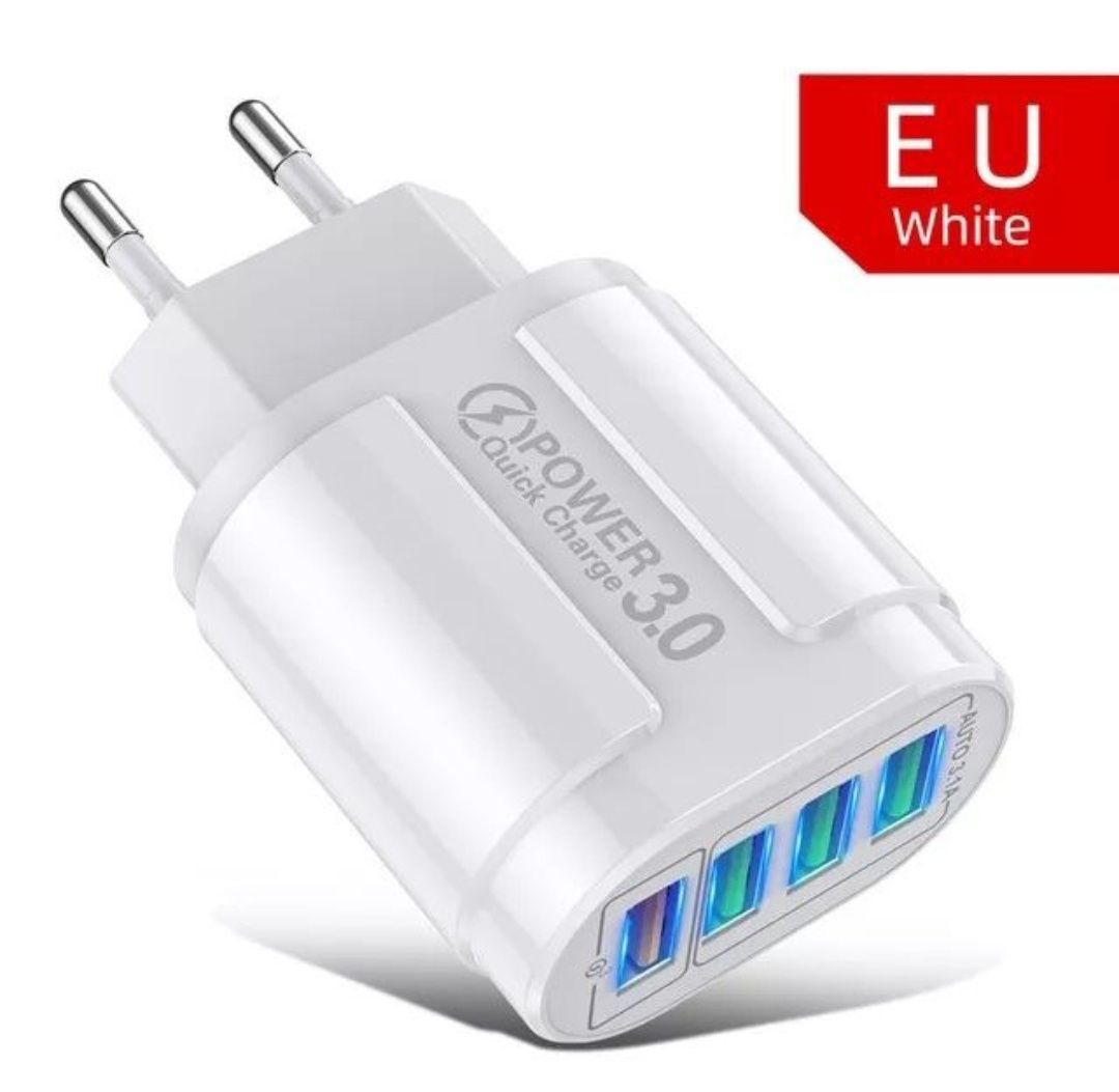 USB зарядное устройство 4 порта QC3,0 48 Вт быстрая зарядка