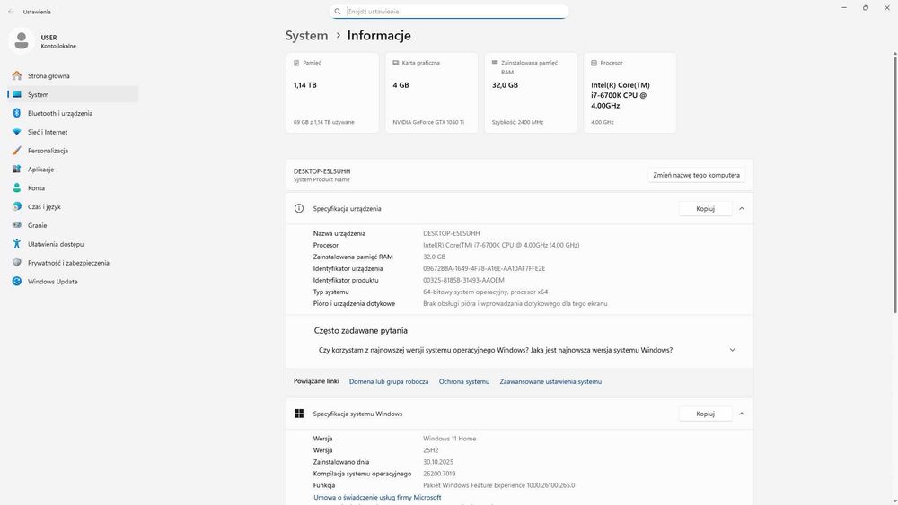 Core i7 / 32GB / SSD M.2 / Graf. 4GB / Jak nowy z gwarancją