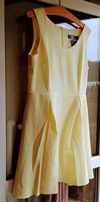Sukienka koktajlowa elegancka wesele komunia żółta kanarkowa