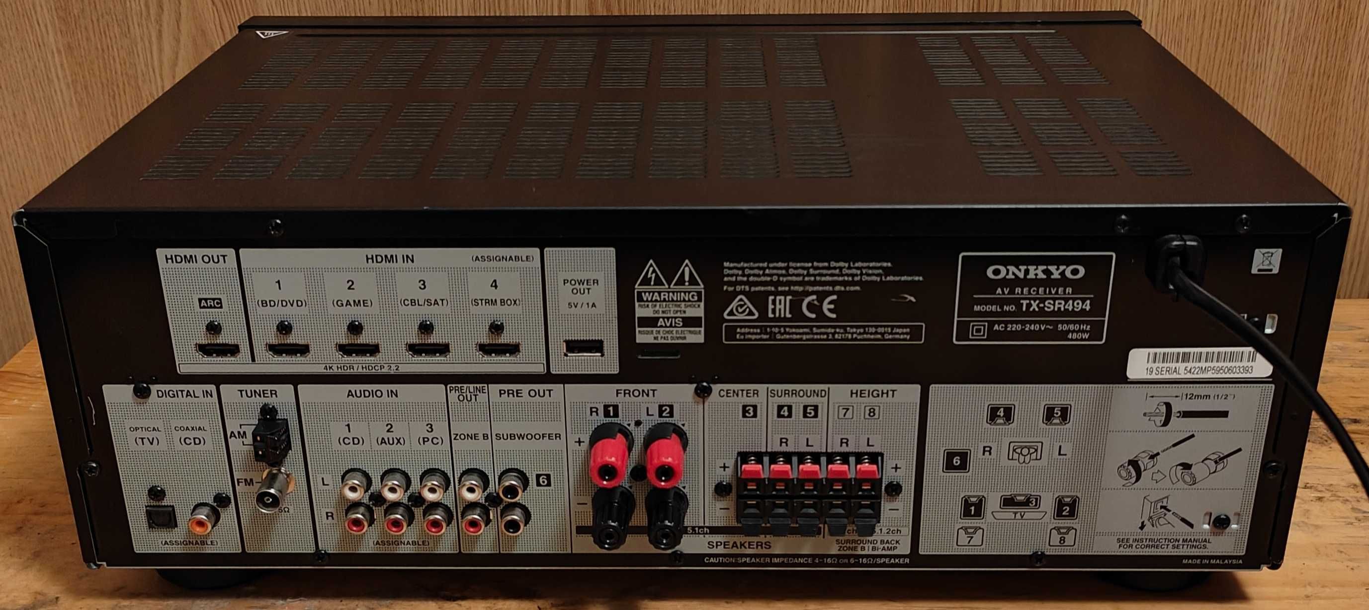 Onkyo TX-SR494 amplituner z bluetooth