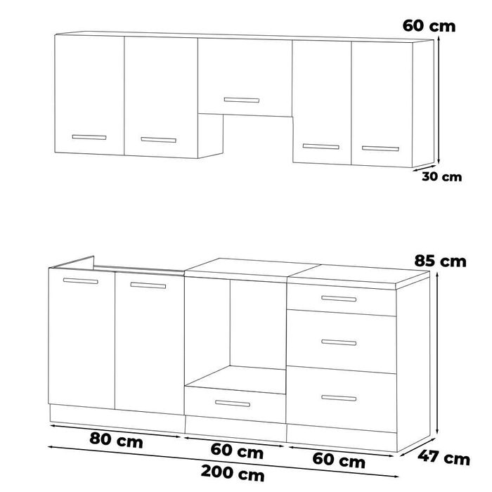 Nowoczesny Zestaw Mebli Kuchennych Modułowy Mini Mokka Full 2.0m Duża