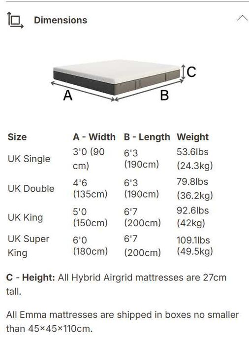 Colchão Emma Hybrid Airgrid 180x200 - NOVO POR ABRIR