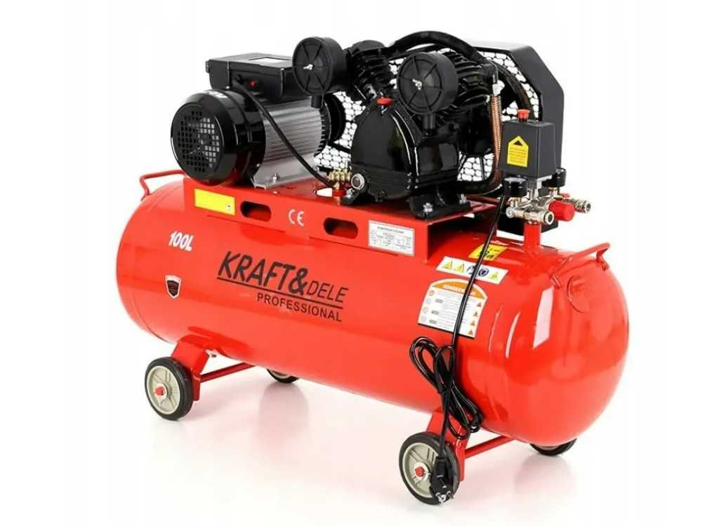 Компресор 100 л. Ремінний Kraft&Dele KD402 2.8 кВт 580л/м два цилінда